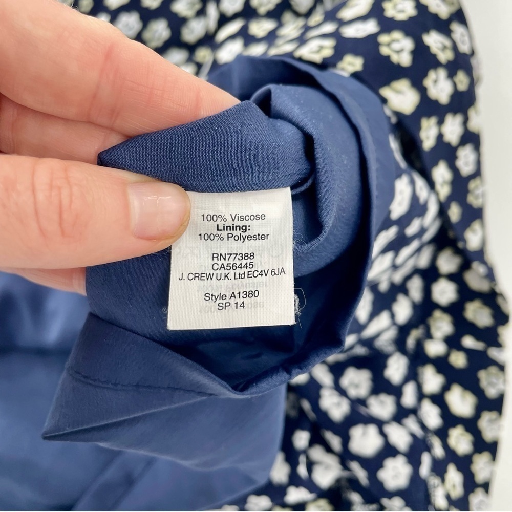 J Crew Blurred Floral Tiered Short Sleeve Navy Blue Dress Ditzy‎ Floral A1380 - Picture 11 of 14